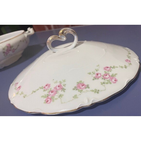 Antique Pirkenhammer Brezova "pink floral" Vegetable Tureen, "4338"- 1920 Design - Picture 9 of 16